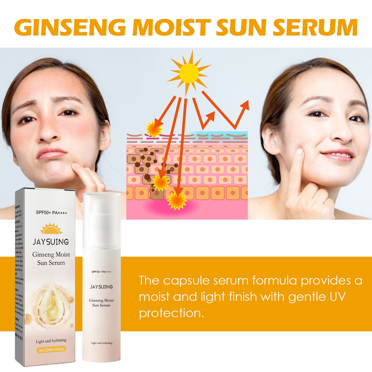 Ginseng Moisturizing Essence - Brightening & UV Protective Face Serum