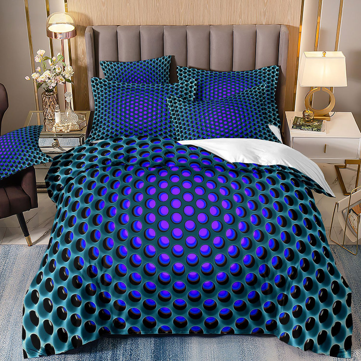 Digital Printed Geometric Duvet Cover Set - Light Gray Nordic Bedding