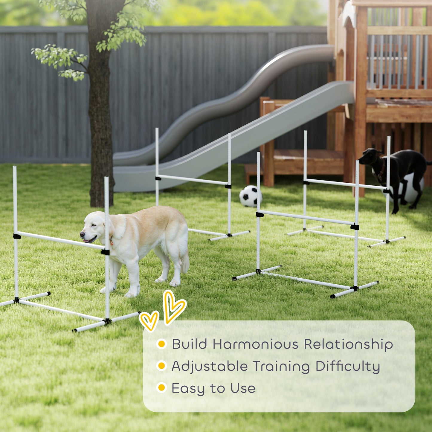 Dog Agility Training Equipment Set with Adjustable Height Jumps & Carry Bag