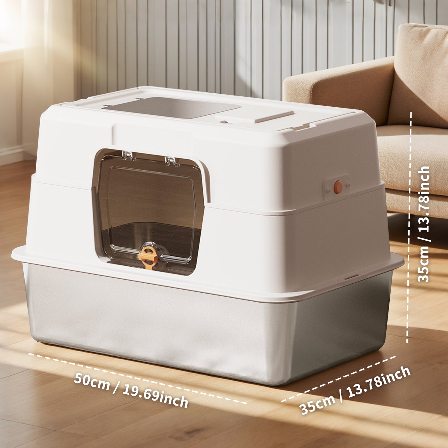 Fully Enclosed Stainless Steel Cat Litter Box with Self Pickup Option