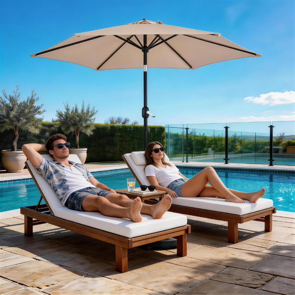 9ft Patio Umbrella with Crank & Tilt - Beige Market Umbrella