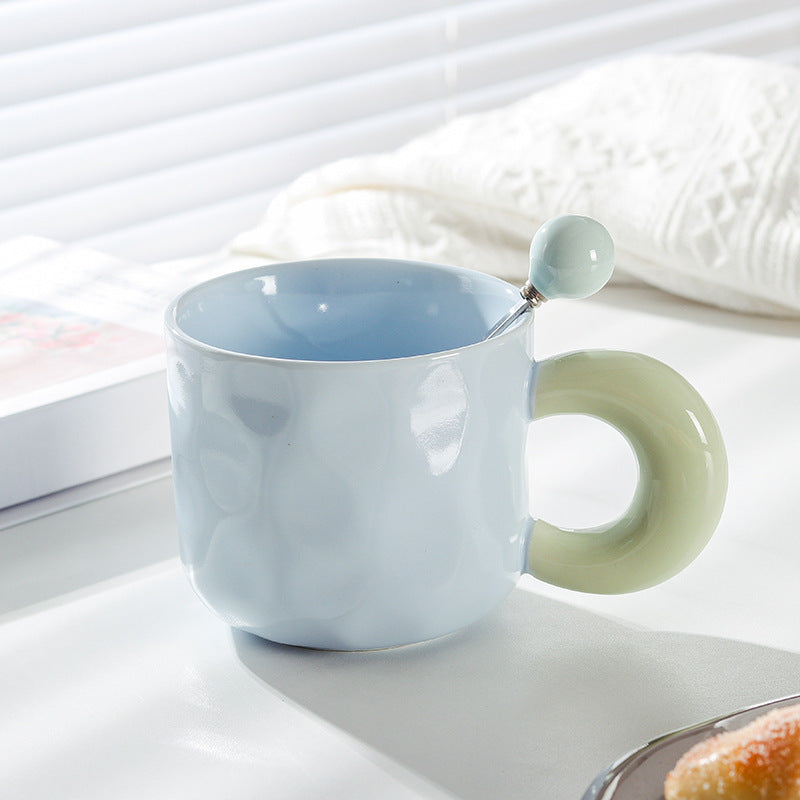 Cute Cartoon Ceramic Mug with Lid and Spoon - Multiple Colors & 500ml