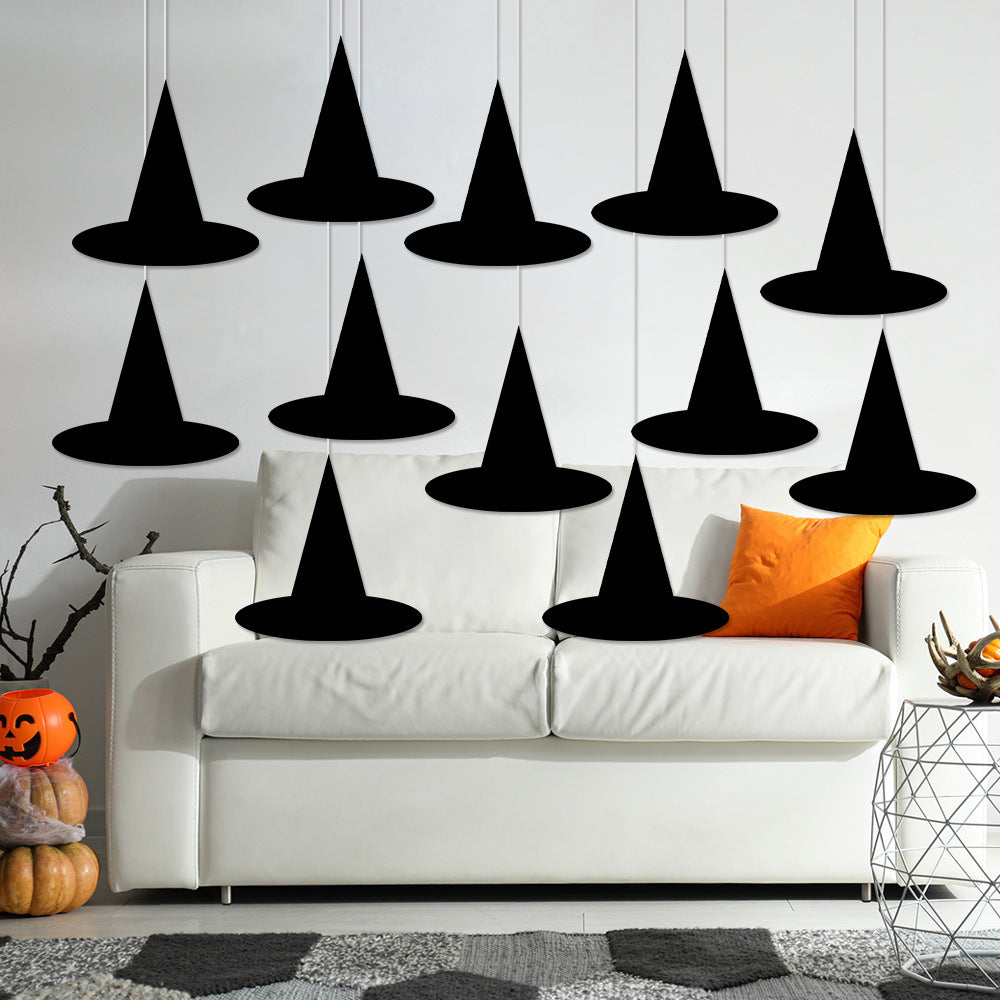 Halloween Horror Atmosphere Hat Decor - 12PCS Paper Ornaments