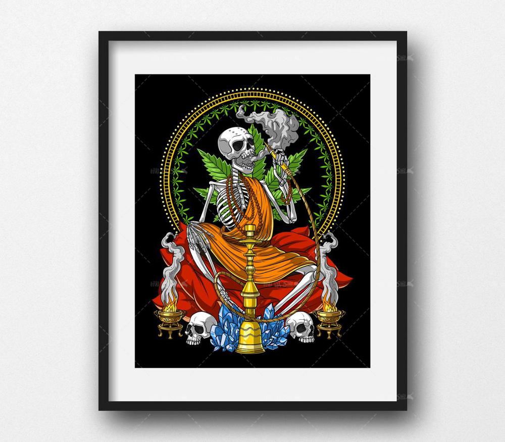 Buddha Skeleton Wall Art Canvas Painting Decorative Home Decor