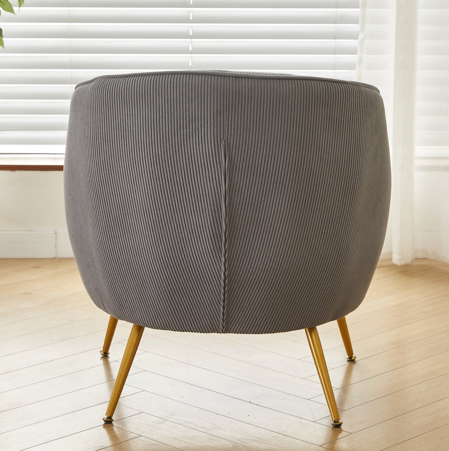 Corduroy Accent Chair With Gold Metal Legs, Modern Upholstered