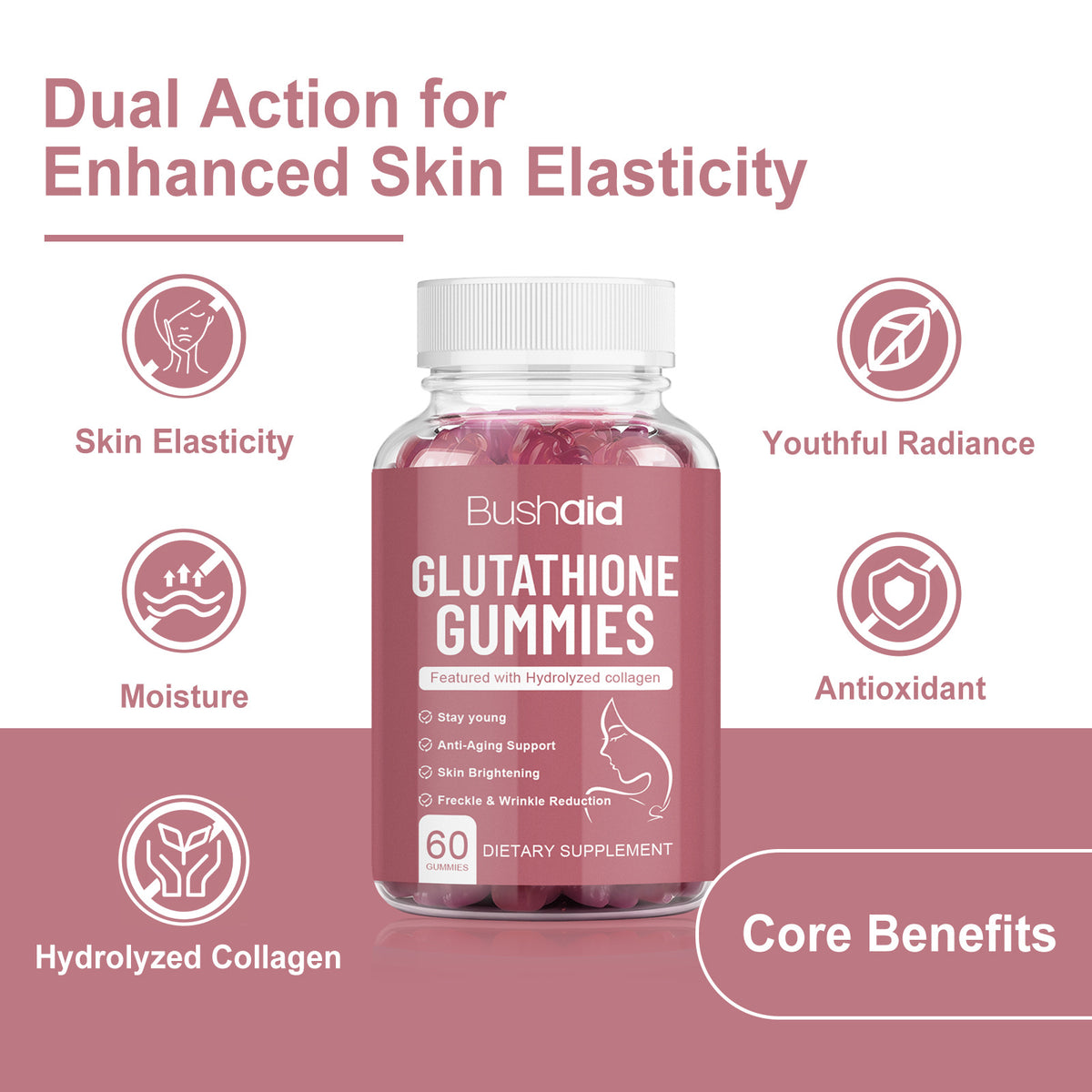 Glutathione Gummies with Vitamin C & Grape Seed Extract - 60 Count