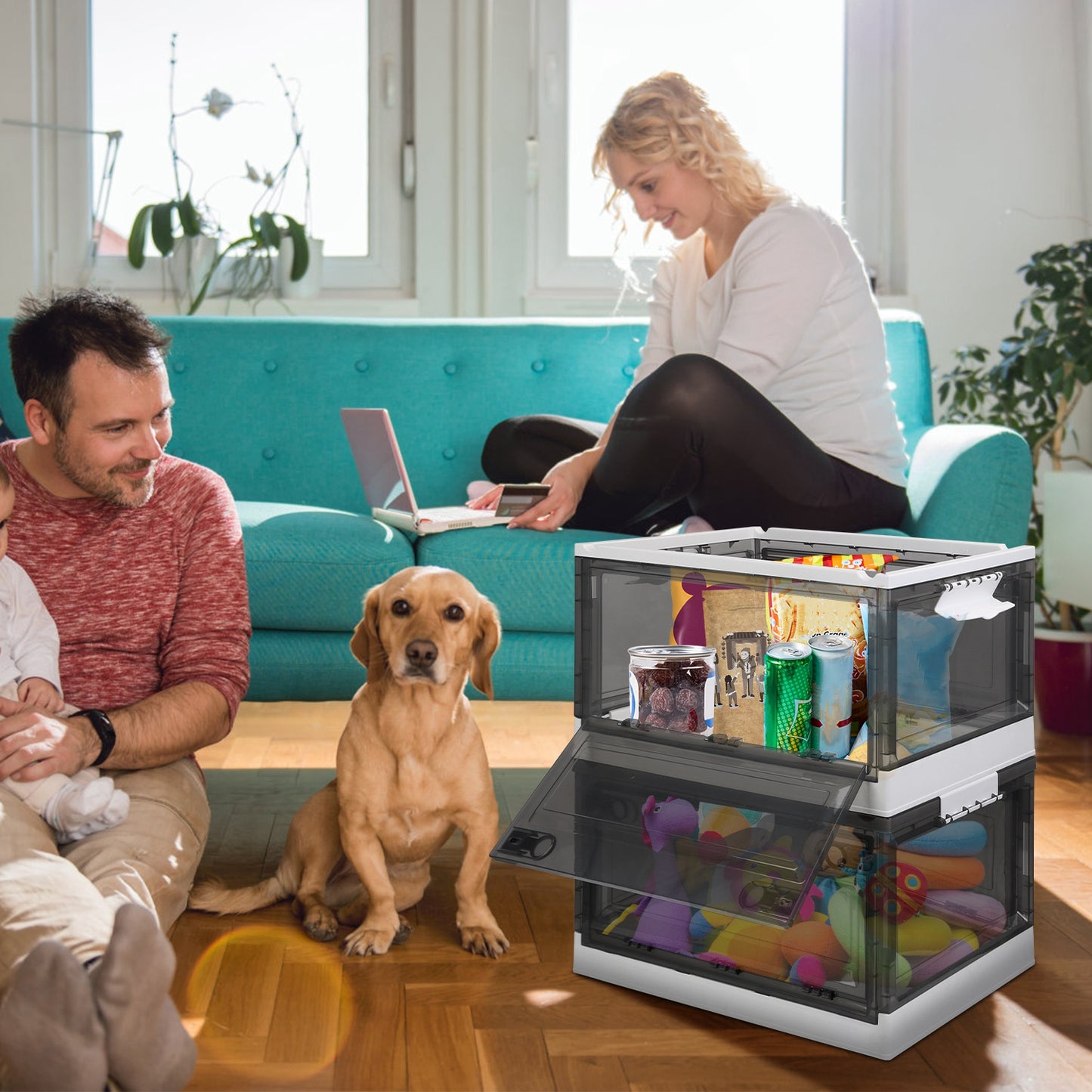 Foldable Storage Bins - Collapsible Organizer with Wheels