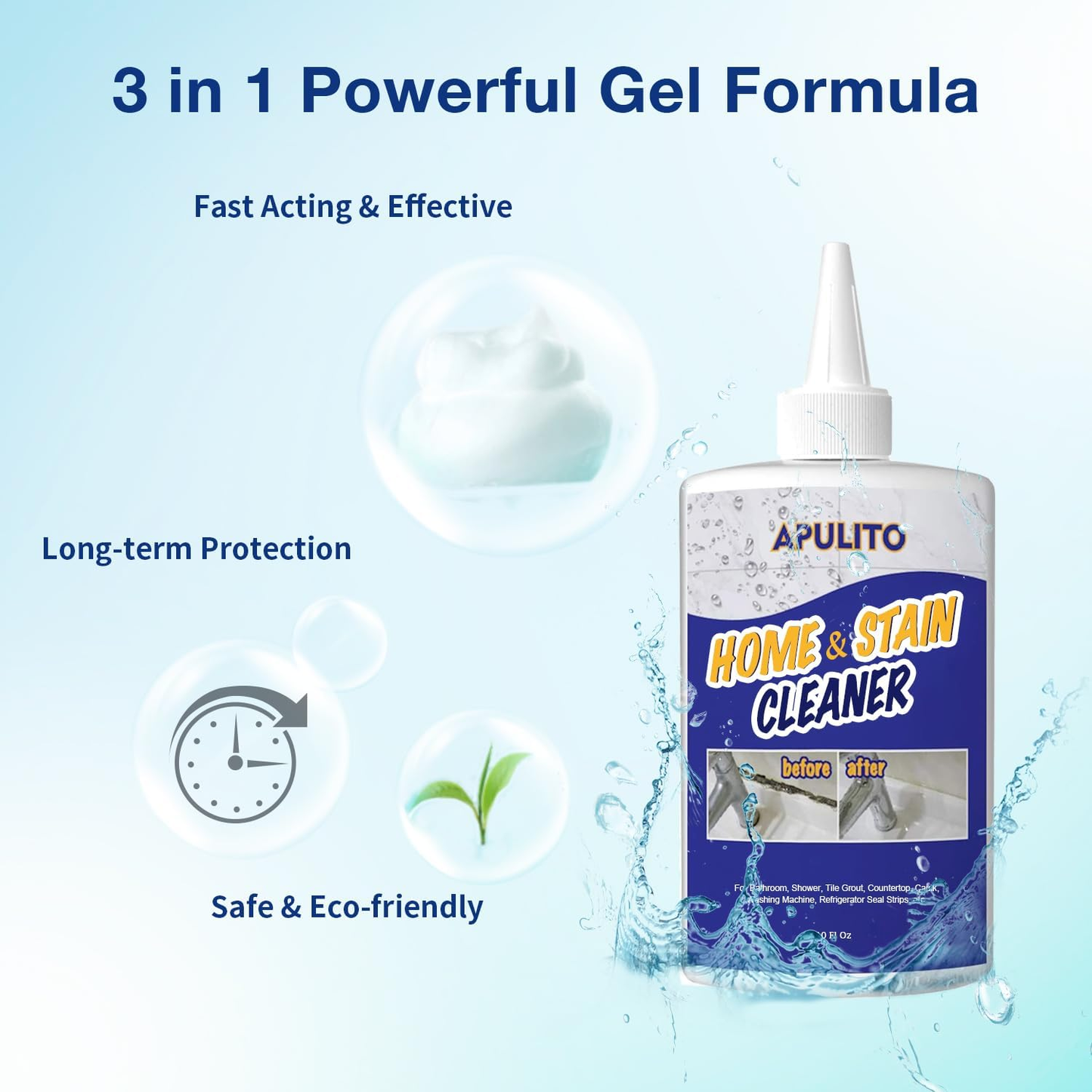 Multipurpose Bathroom and Kitchen Tile Grout Cleaner Gel 10 Fl Oz