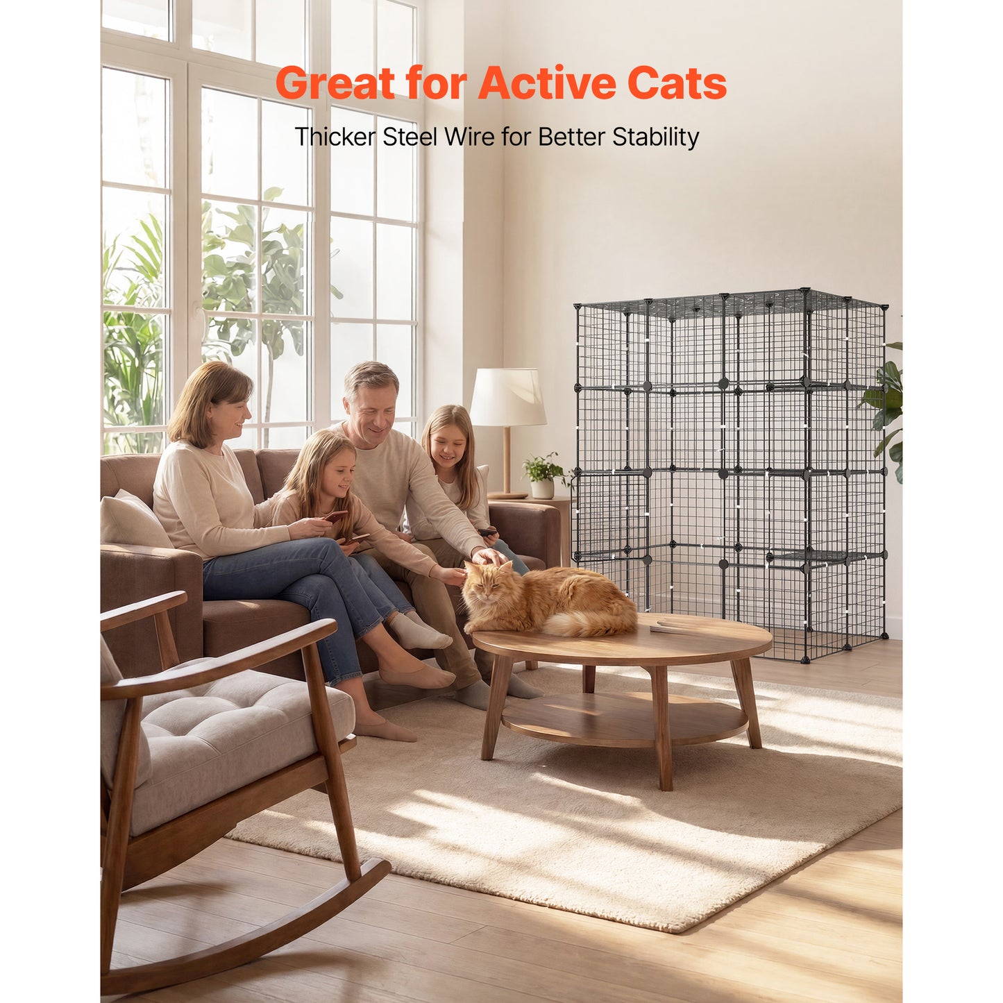 Large 4-Tier Metal Cat Enclosure Indoor Playpen - 55 Inch Exercise Cage for 1-2 Cats