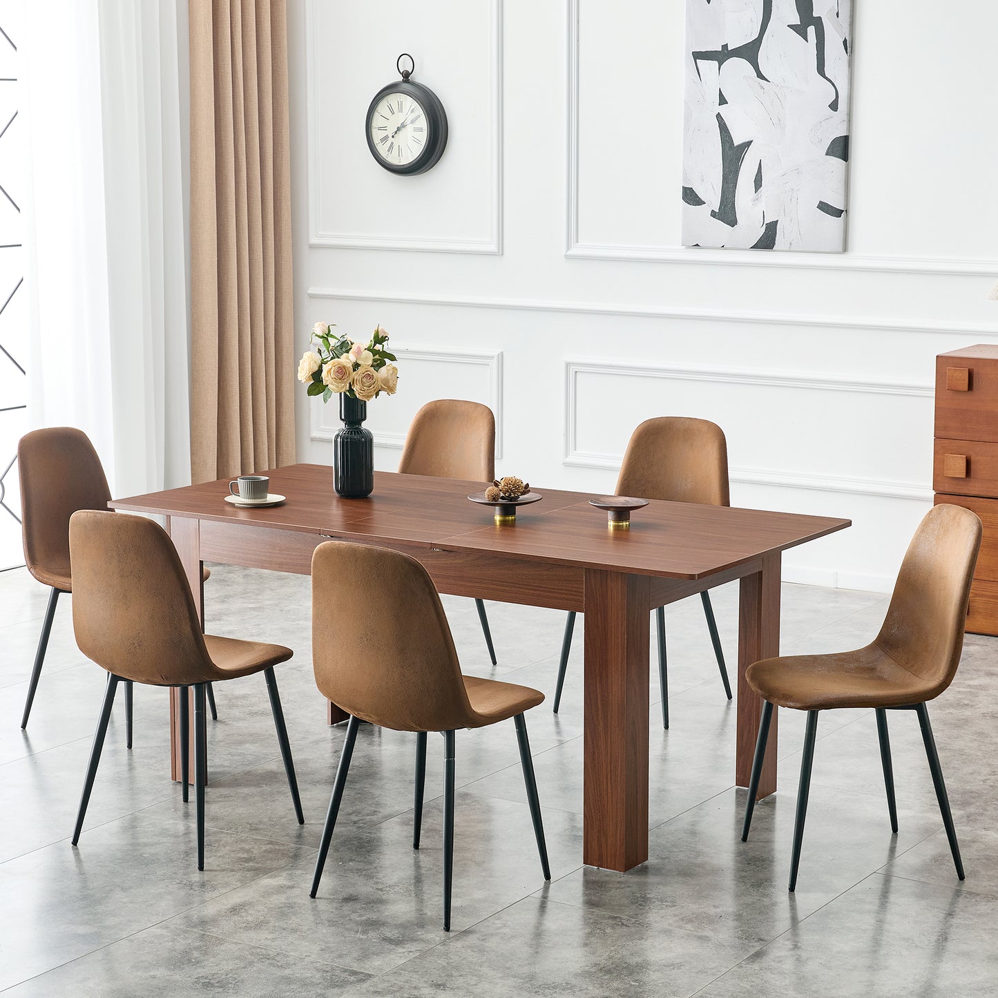 Extendable Rectangular Dining Table, Modern Expandable Kitchen Table