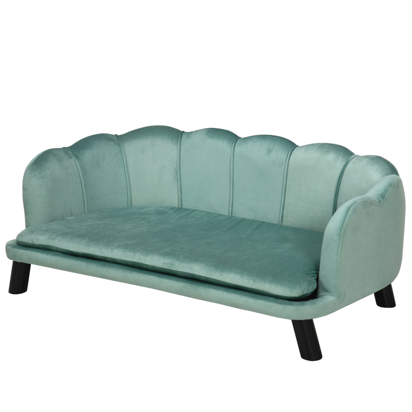 Pet Sofa Bed with Cushion and Solid Wood Legs - Green for Medium & Large Dogs
