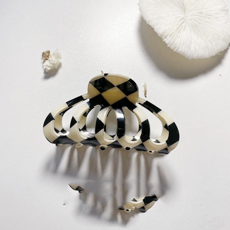Retro Checkerboard Acetate Hair Clip