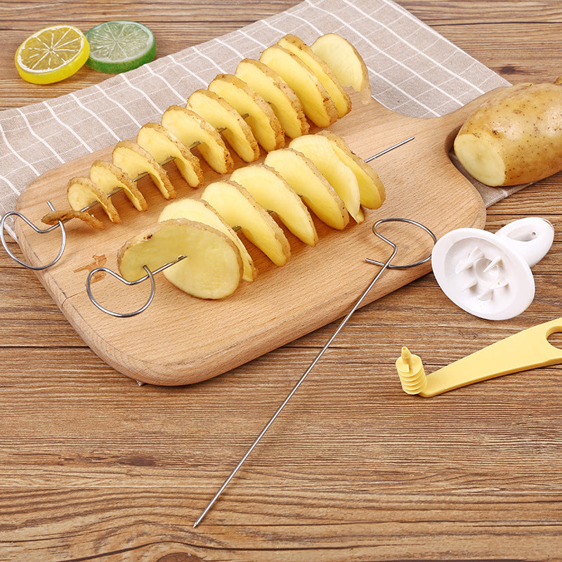 Potato Slicer Spiral Cutter Hand Crank Food Processor Kitchen Tool