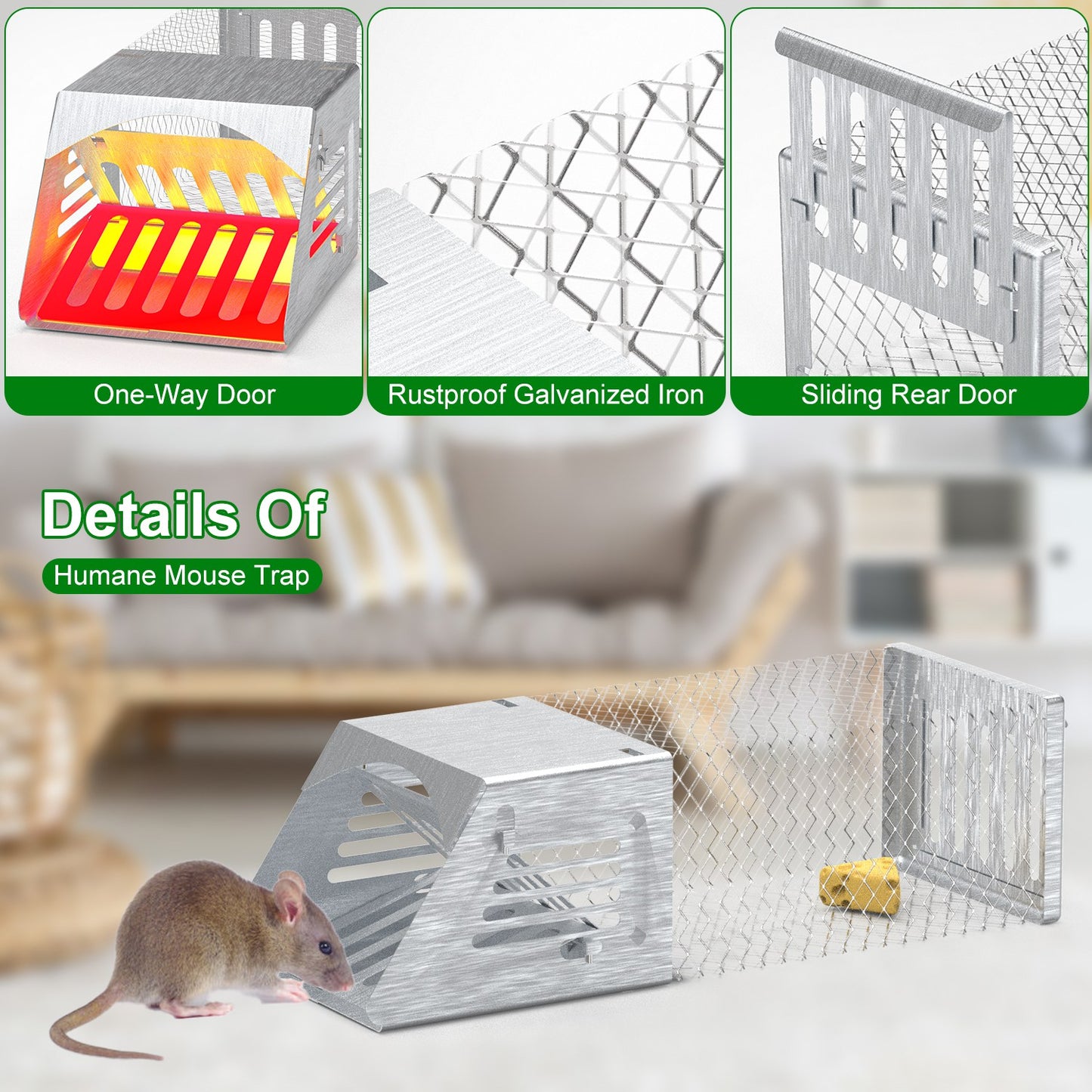 Humane Mouse Trap Cage - 2 Pcs Automatic Catch and Release