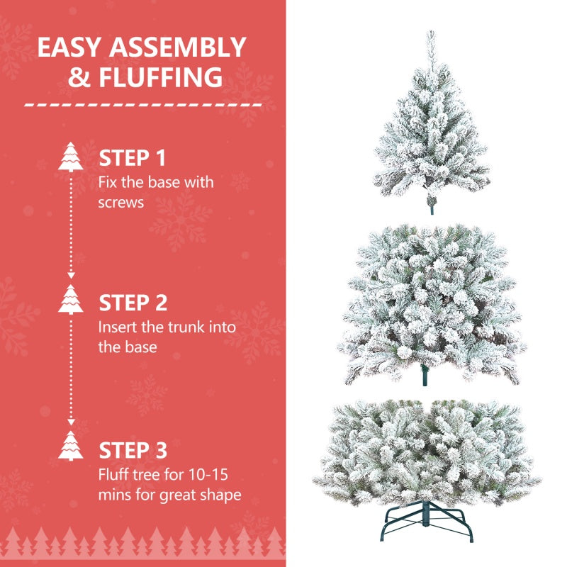 Flocked PVC Christmas Tree with Pine Cones - Multiple Heights