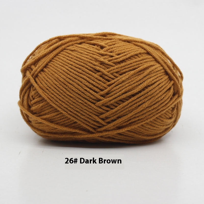 Four-Strand Milk Cotton Crochet Yarn Balls for Craft Projects - Multiple Colors