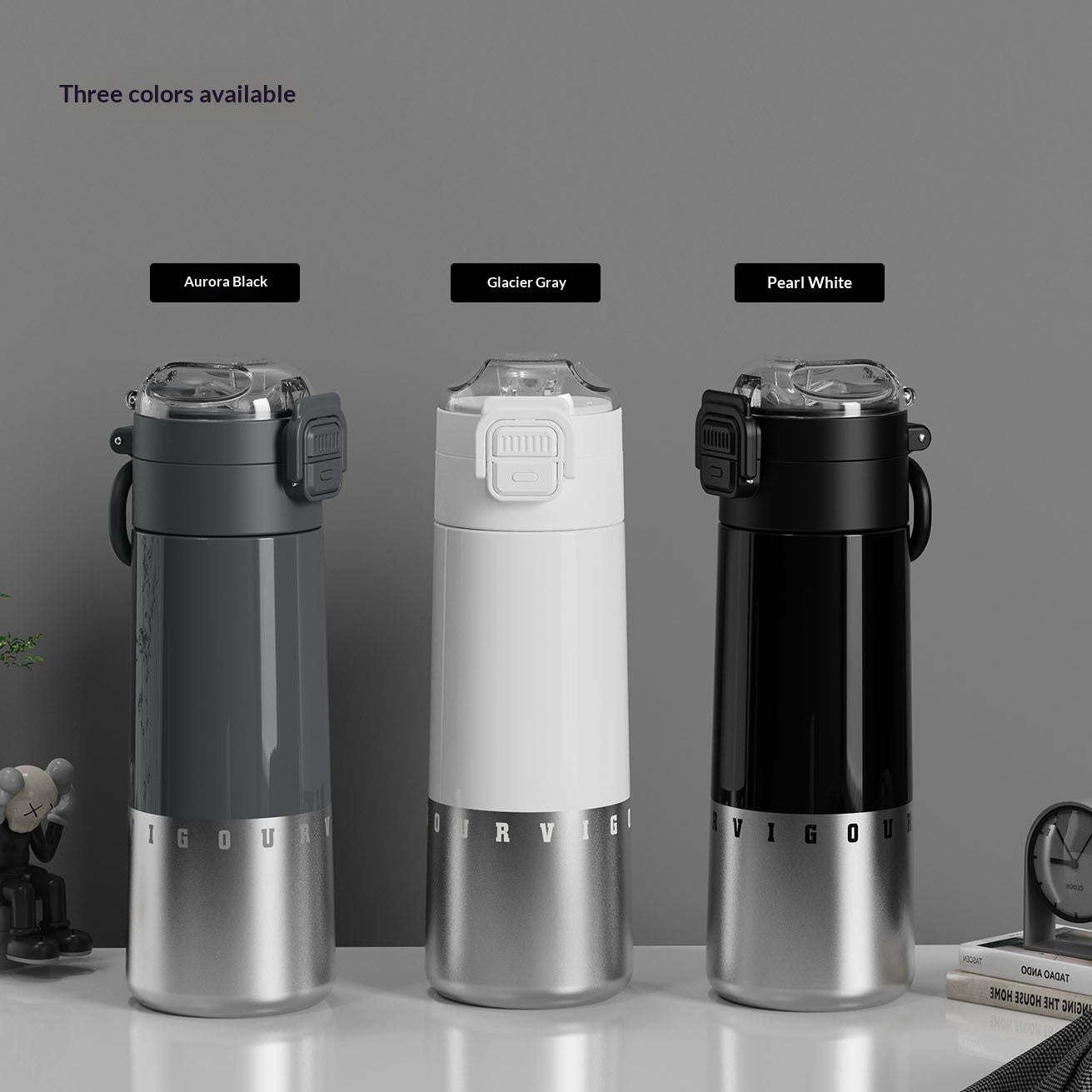 Large Capacity Stainless Steel Water Bottle with Straw - 500ML, Light Luxury