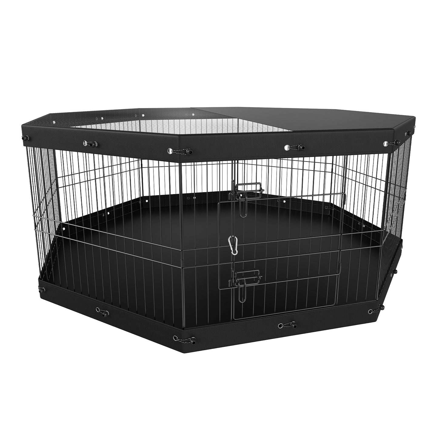 Foldable Metal Dog Playpen with Top Cover - 8 Panels, 24in H