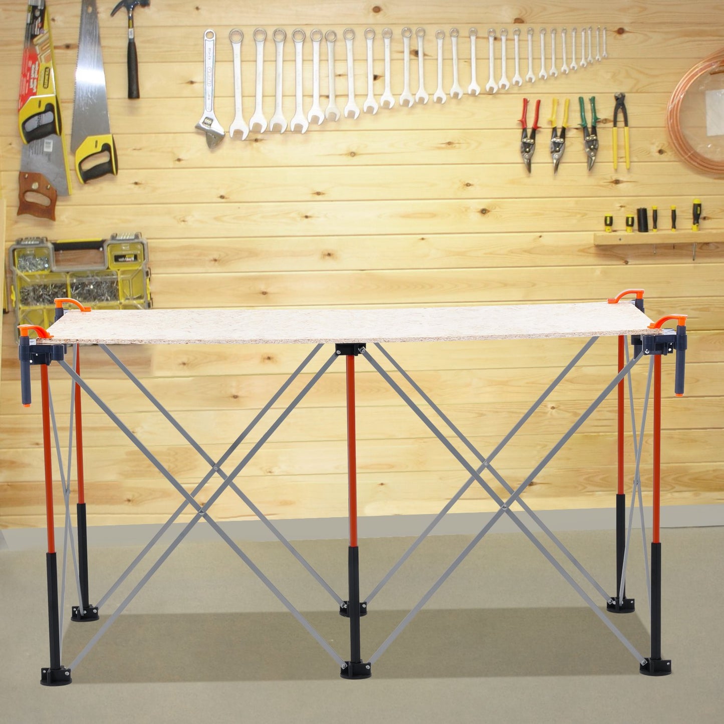 Portable Folding Workstand 4.15x2.18ft, 2500lbs Capacity, Aluminum Support