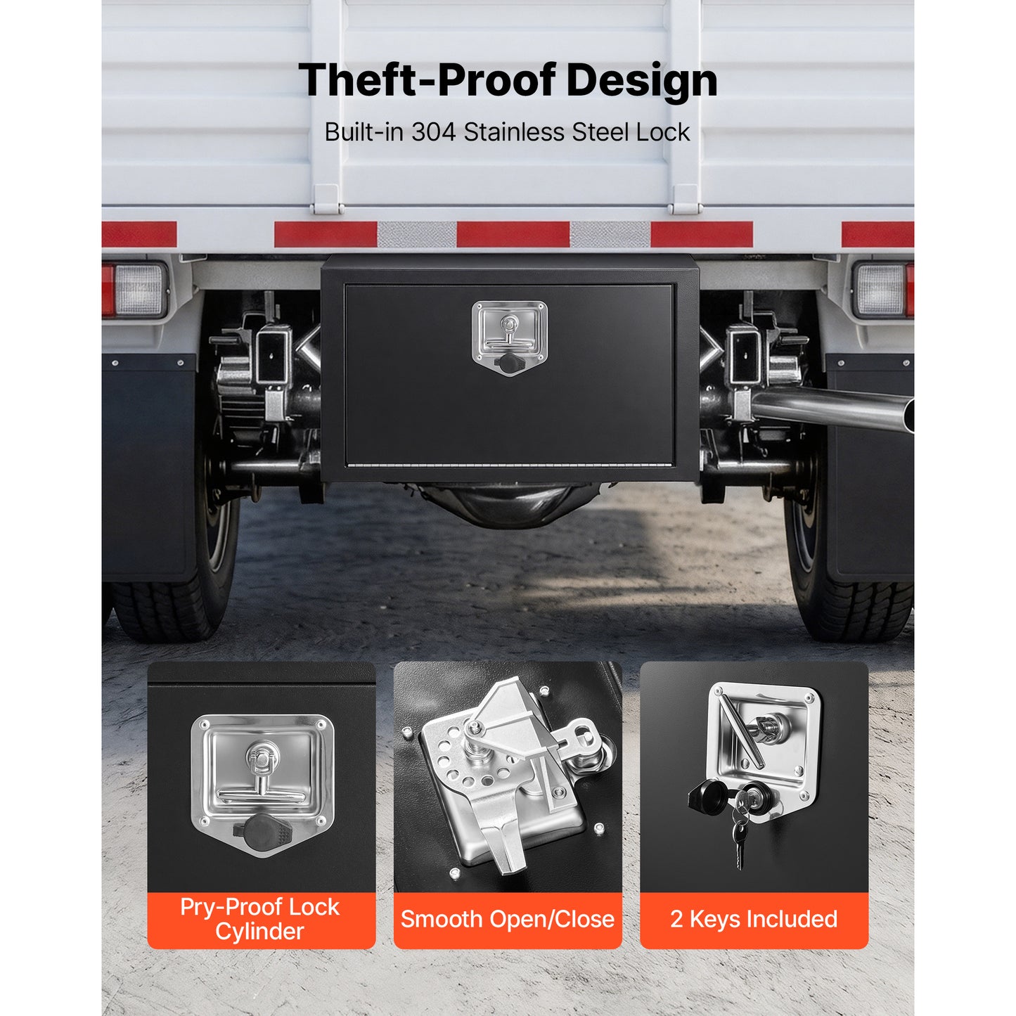 Heavy Duty Steel Underbody Truck Toolbox - Waterproof Lockable Storage Box 24x12x14