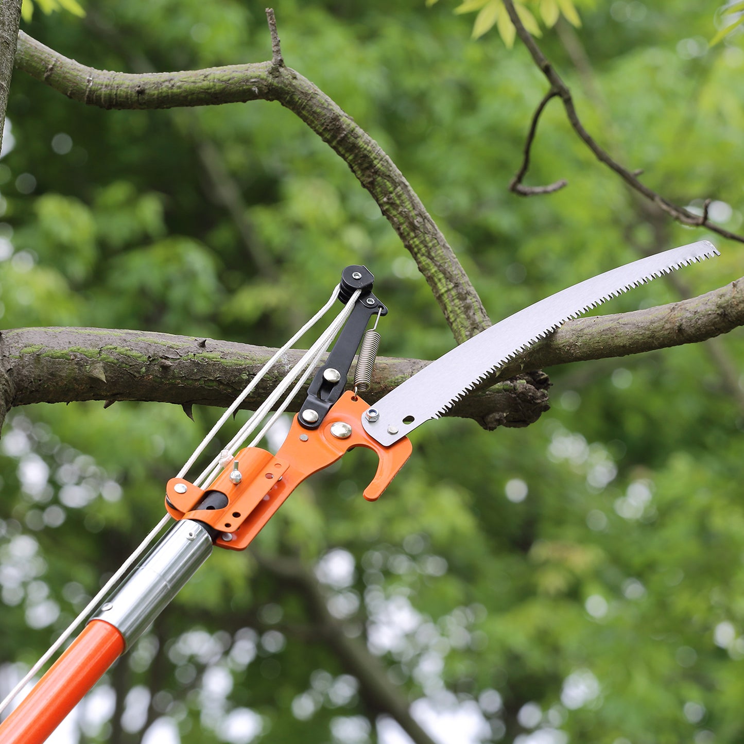 Extendable Pole Saw 7.3-27 Ft Tree Pruner with Steel Blade & Fiberglass Handle