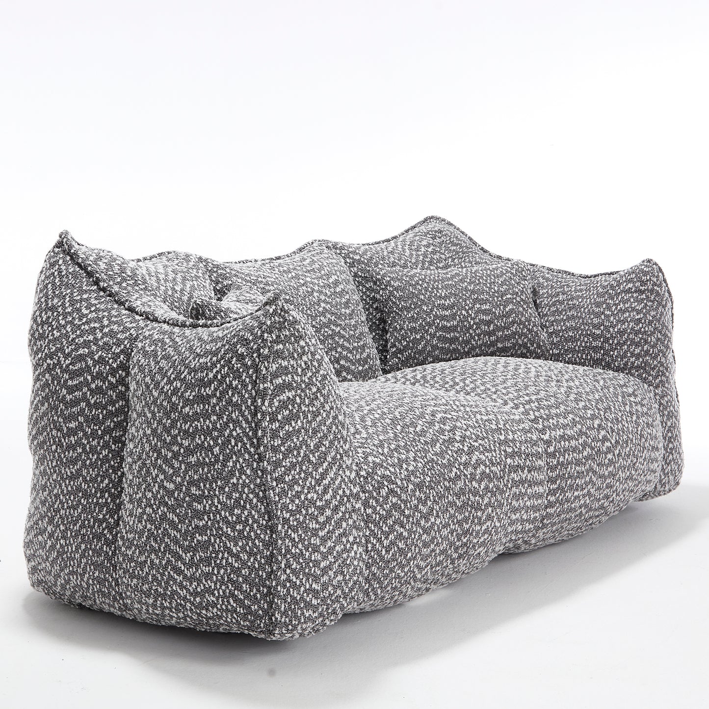 Soft Grey Beanbag Chair with Foam Core - Comfortable Recliner for 2