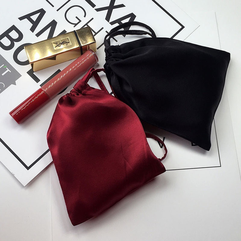 Silk Eye Mask Cosmetic Bag with Pocket - Jewelry & Travel Organizer