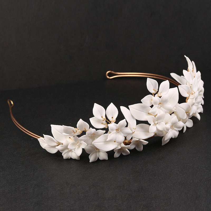 White Ceramic Flower Hair Clip