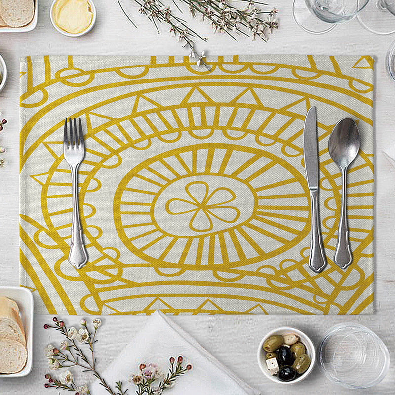 Geometric Pattern Dinner Placemats Set of 4 - Kitchen Table Decor