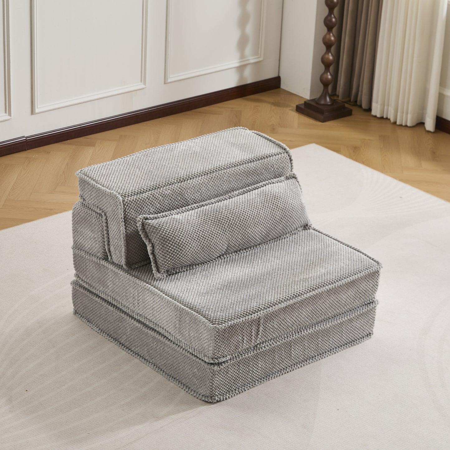 Convertible Compression Mahjong Sofa Bed - Light Grey