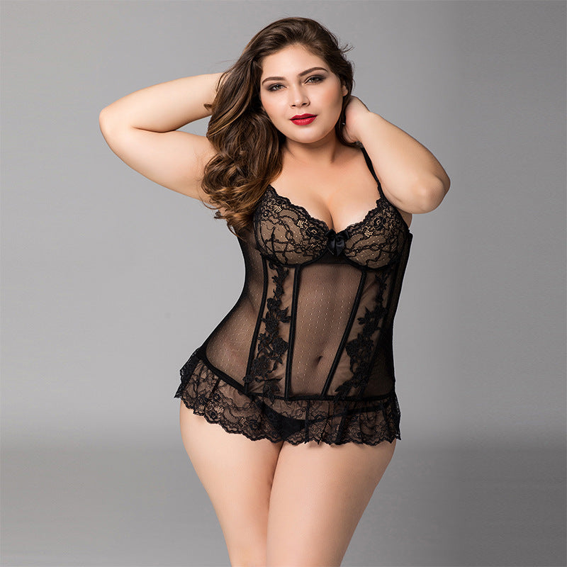 Women's Sexy Split Dress with Underwear - Black, XL-XXL