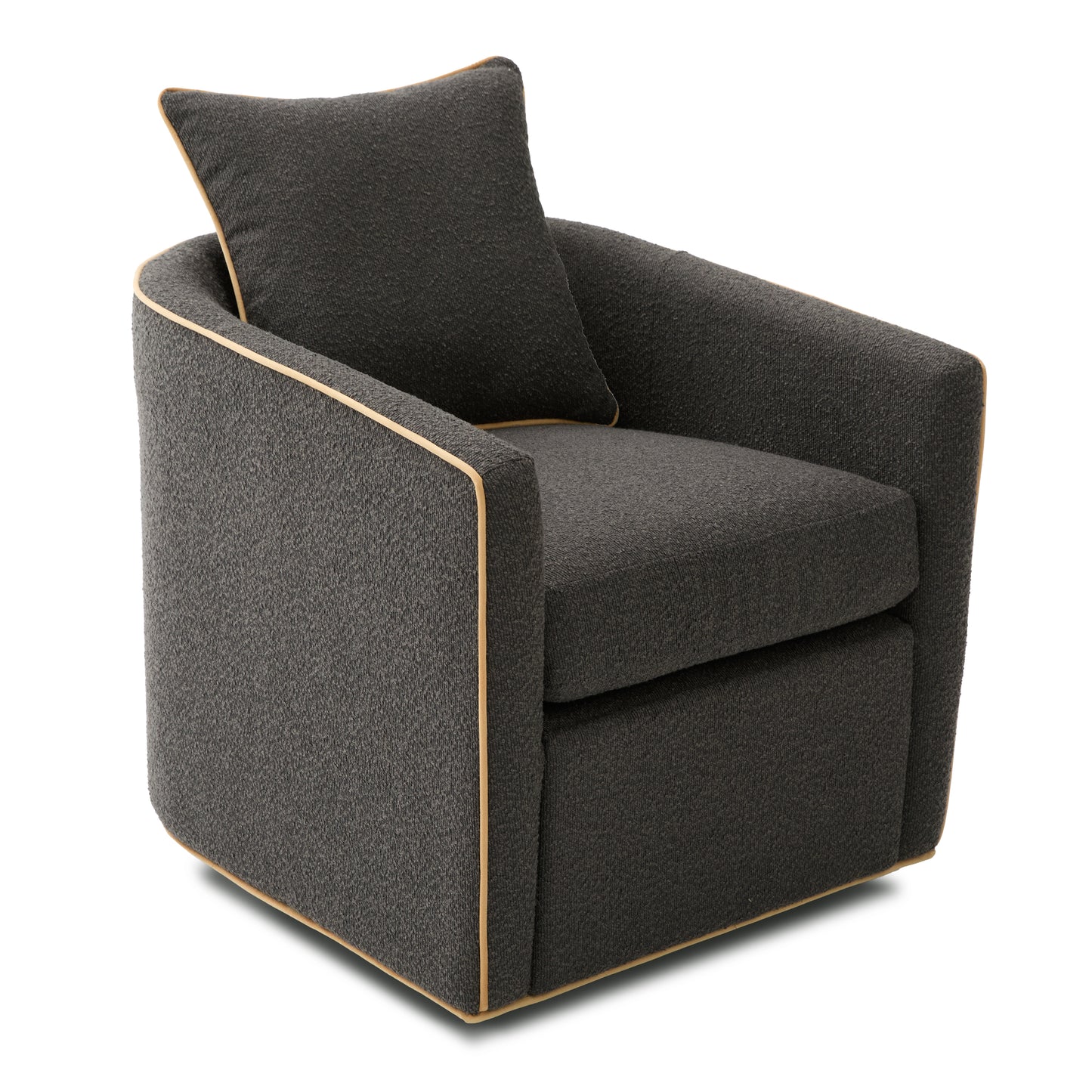Swivel Accent Chair - Upholstered Barrel Club Chair in Dark Grey
