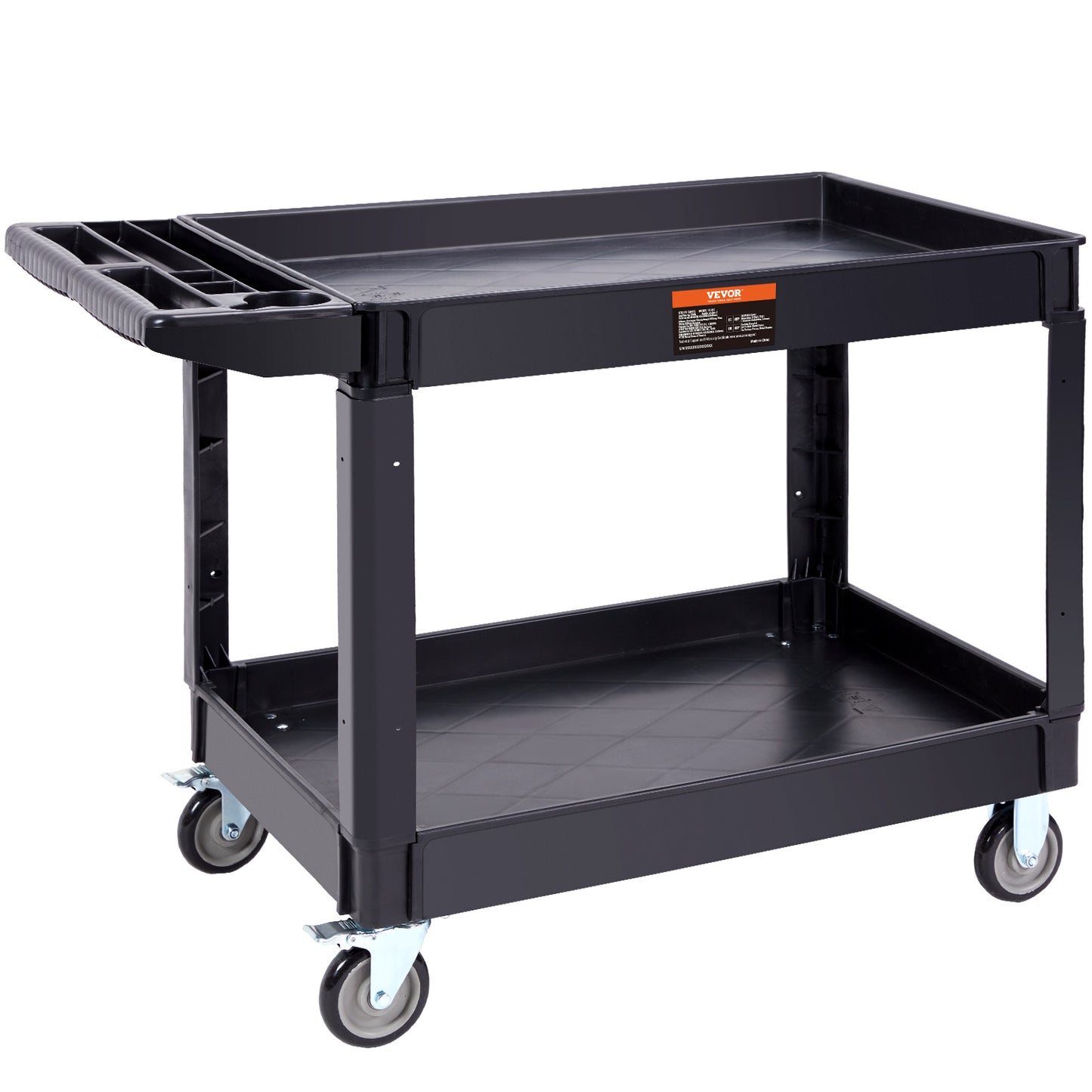 Heavy Duty Utility Service Cart with 2 Shelves and Swivel Wheels - 550LBS Capacity