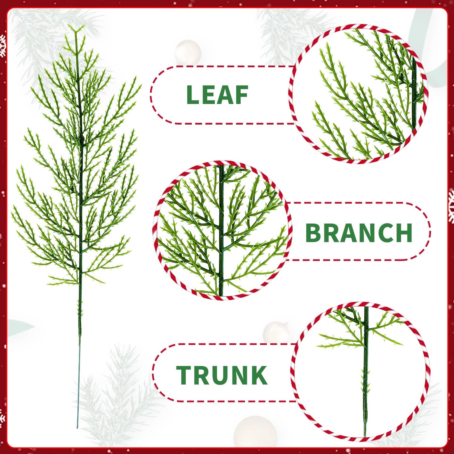 60 Pieces Artificial Pine Branches for Christmas Decoration