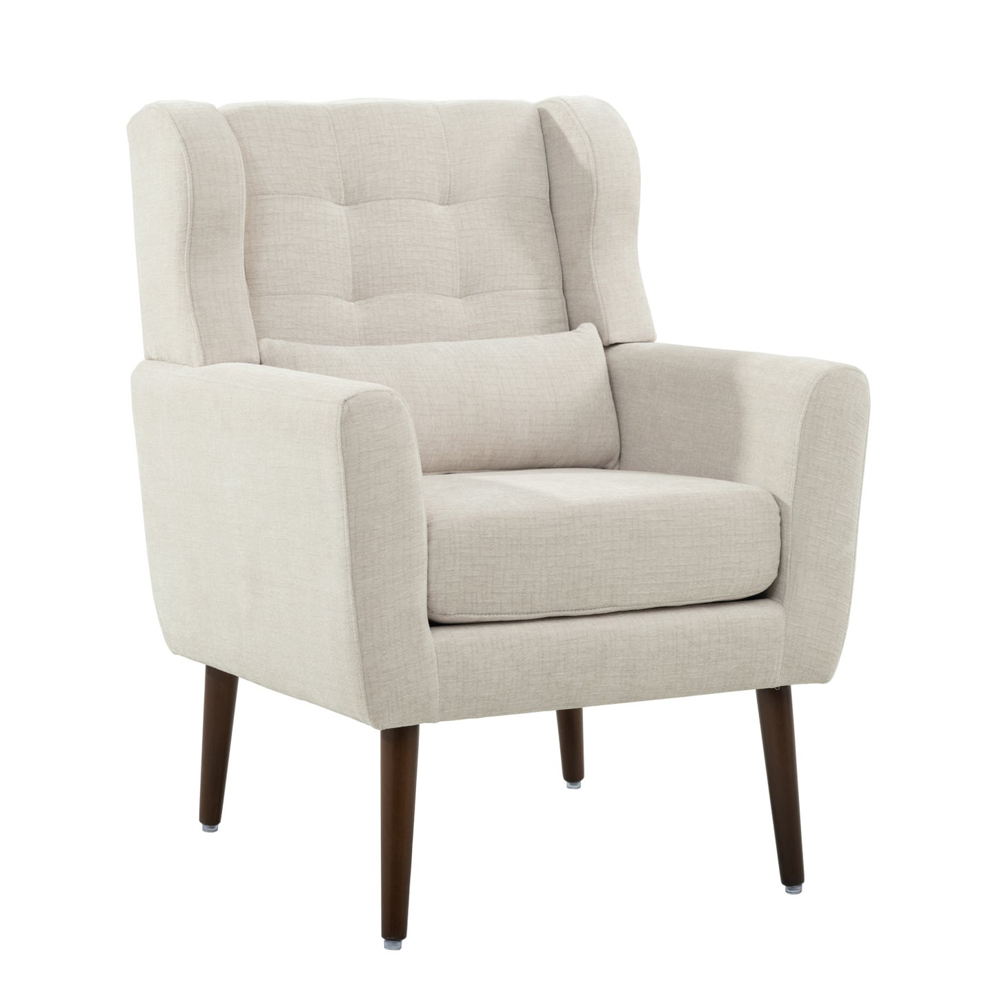 Modern Beige Accent Chair - Upholstered Foam Filled Living Room Seating