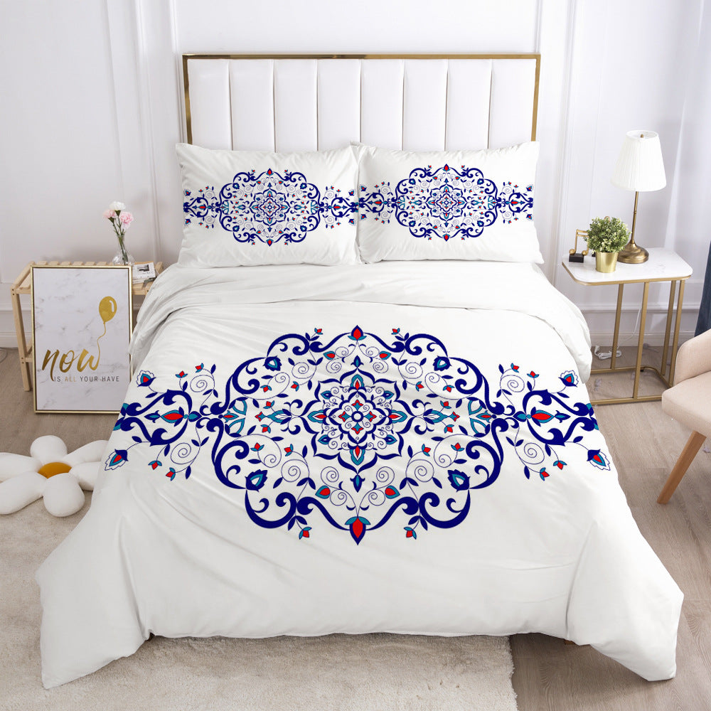 Minimalist Digital Printing Bedding Set - White, Twin, Full, Queen, King