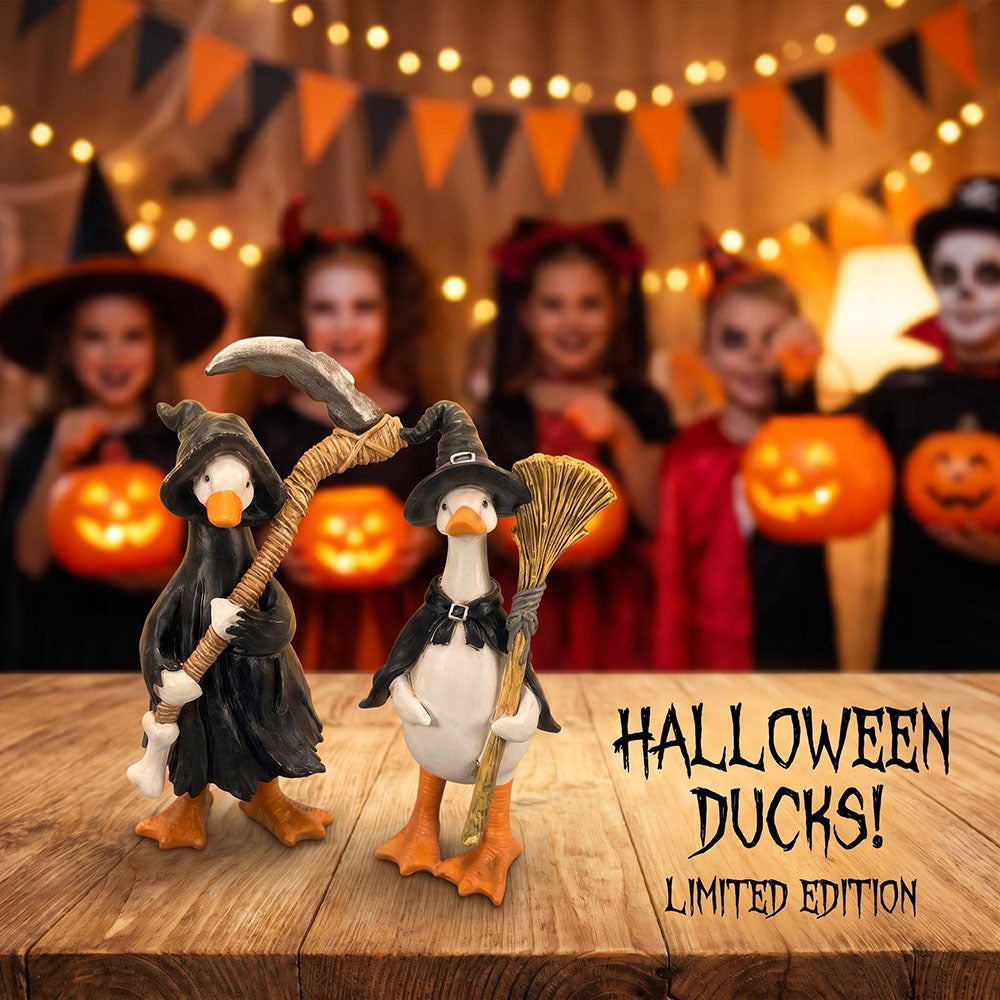 Halloween Witch and Ghost Tabletop Resin Decoration Set for Festive Home Decor