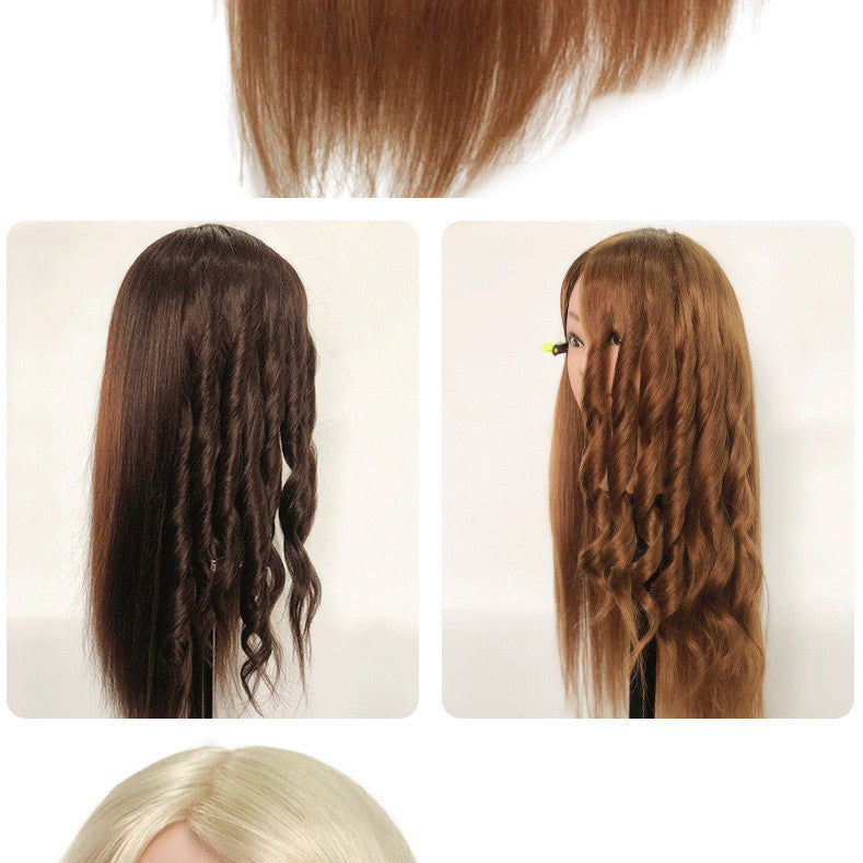 80% Real Hair Practice Head Model - Long Straight