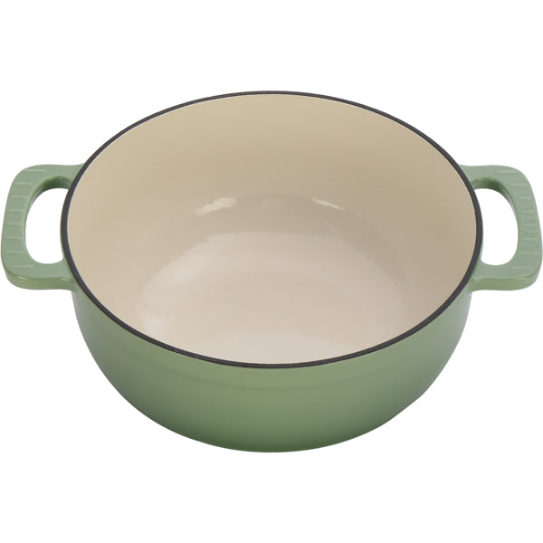 6QT Cast Iron Enameled Pot with Silicone Gloves - Gradient Green