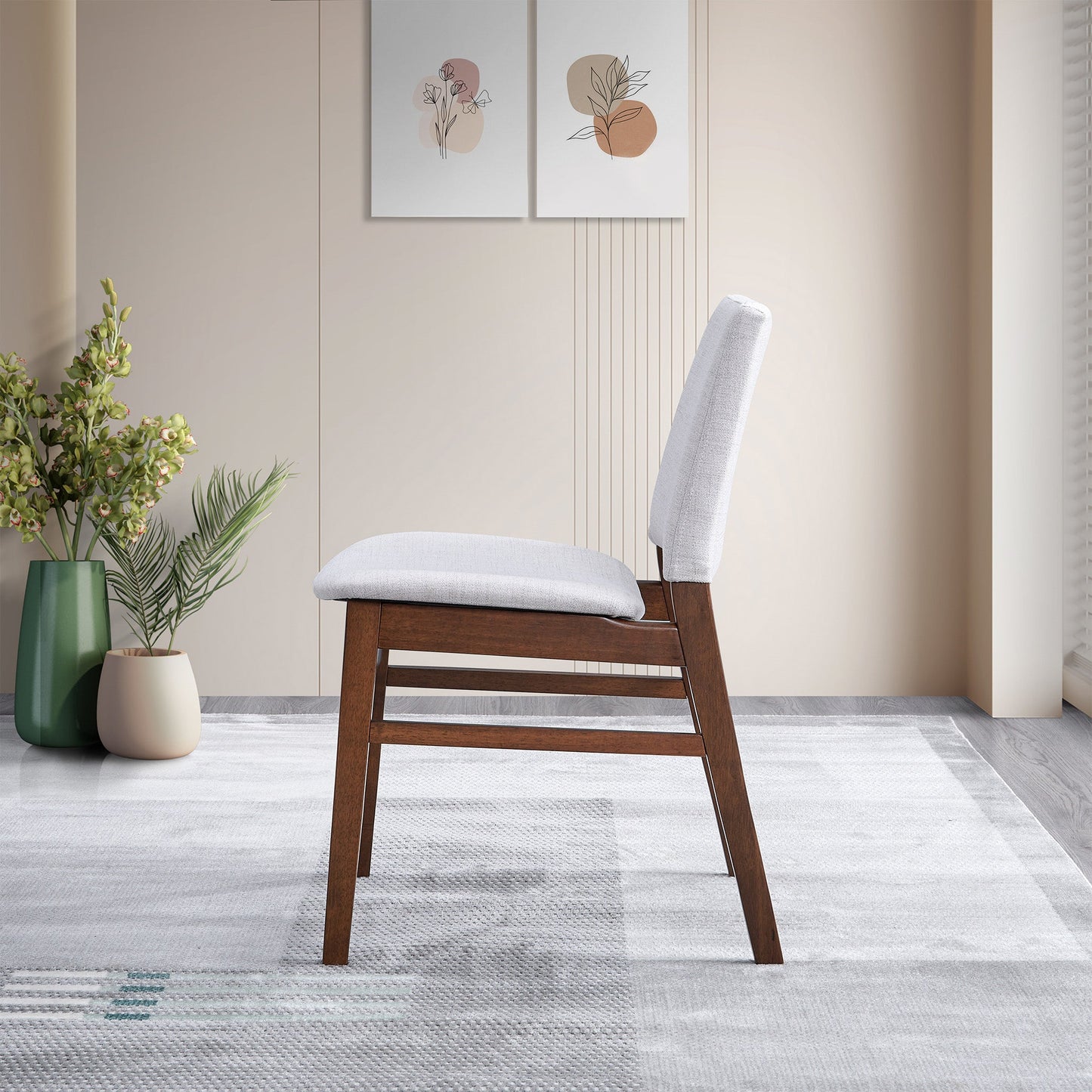 Gusto Mid-Century Modern Fabric Dining Chair Set Of 2 In Light Gray