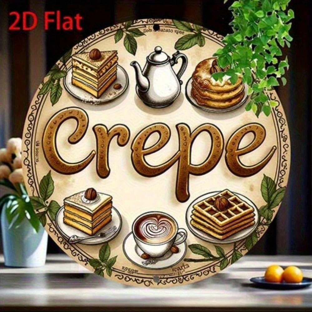 Vintage Round Metal Sign - Dessert Coffee Tea Pastries 8in