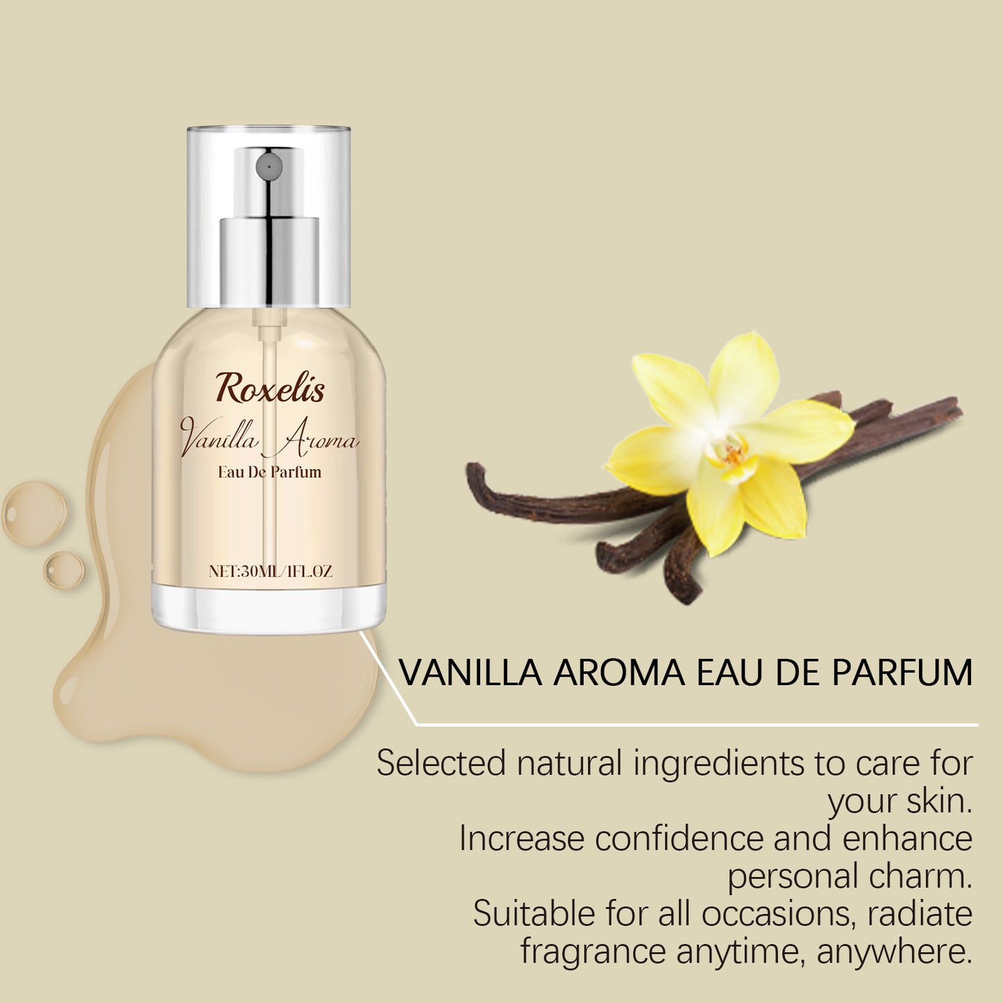 Vanilla Eau De Parfum for Women - Warm Vanilla Caramel & Musk Scent, 30ml