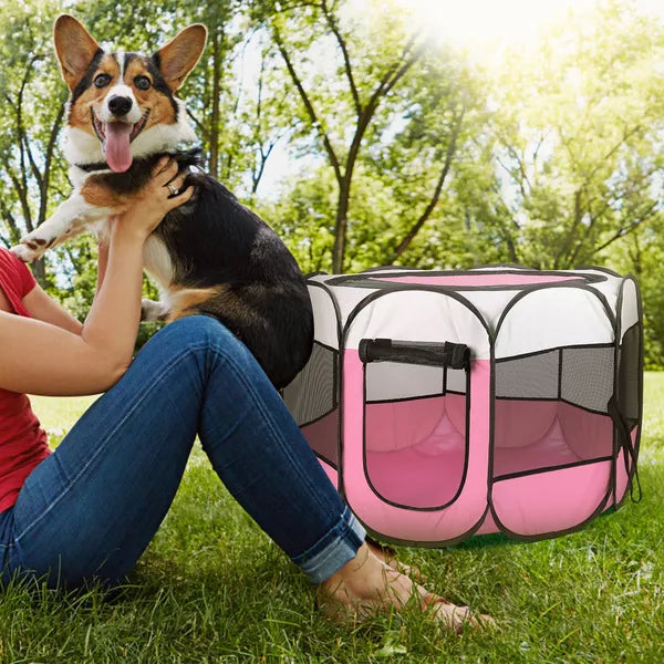 Foldable Pet Playpen for Dogs Cats and Small Pets - Water-Resistant Indoor Outdoor Kennel