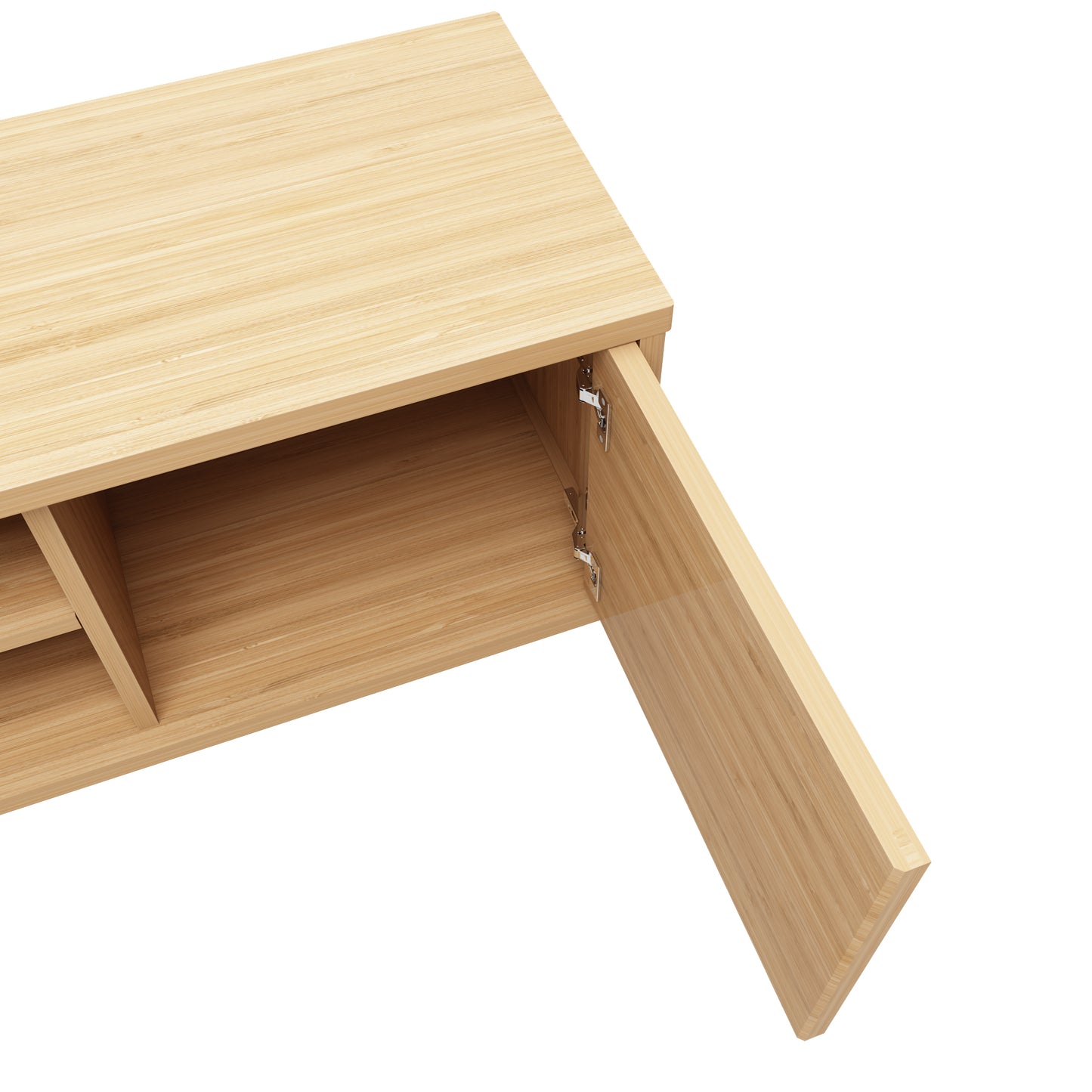Bamboo TV Cabinet with 2-Tier Shelves - Natural