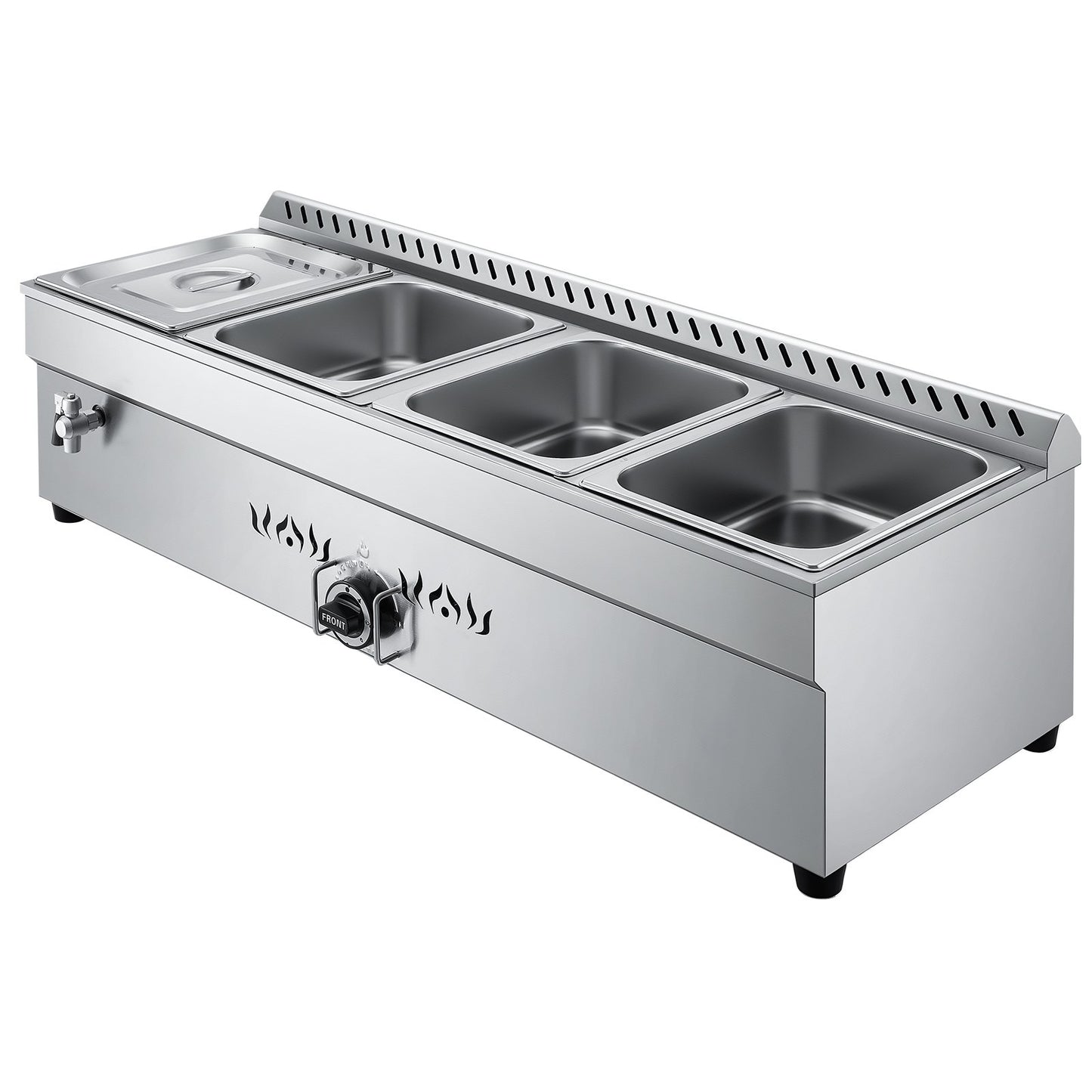 4-Pan Propane Steam Table - Outdoor Food Warmer, Stainless Steel