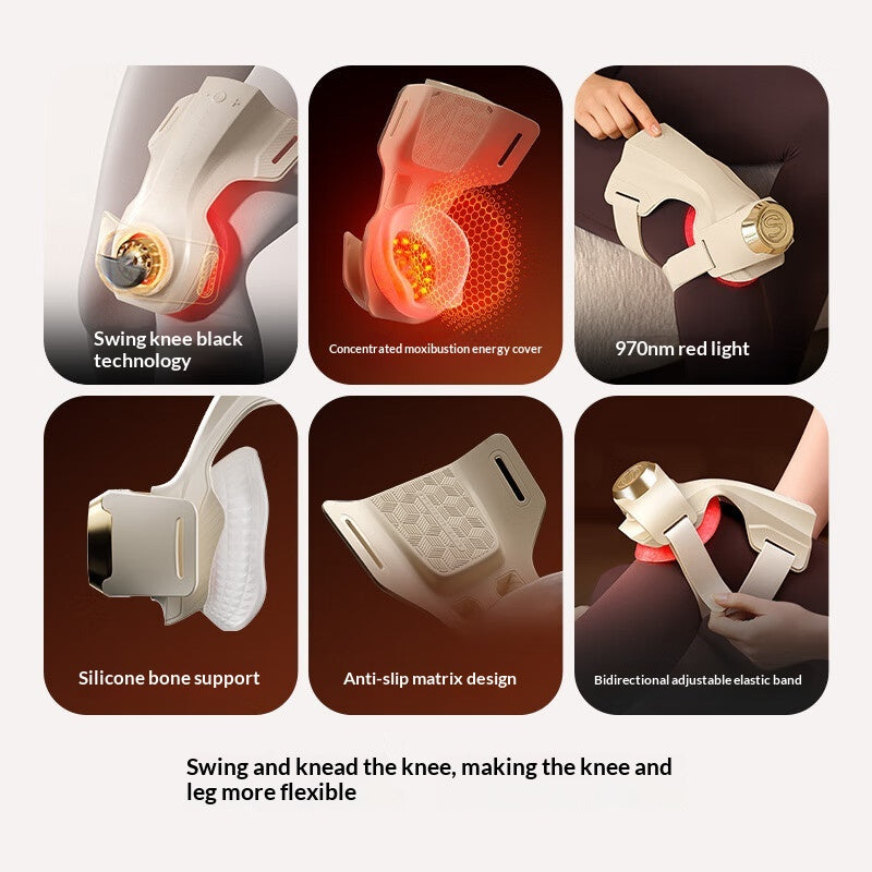 Knee Massager with Heat and Compression - Adjustable Support for Pain Relief
