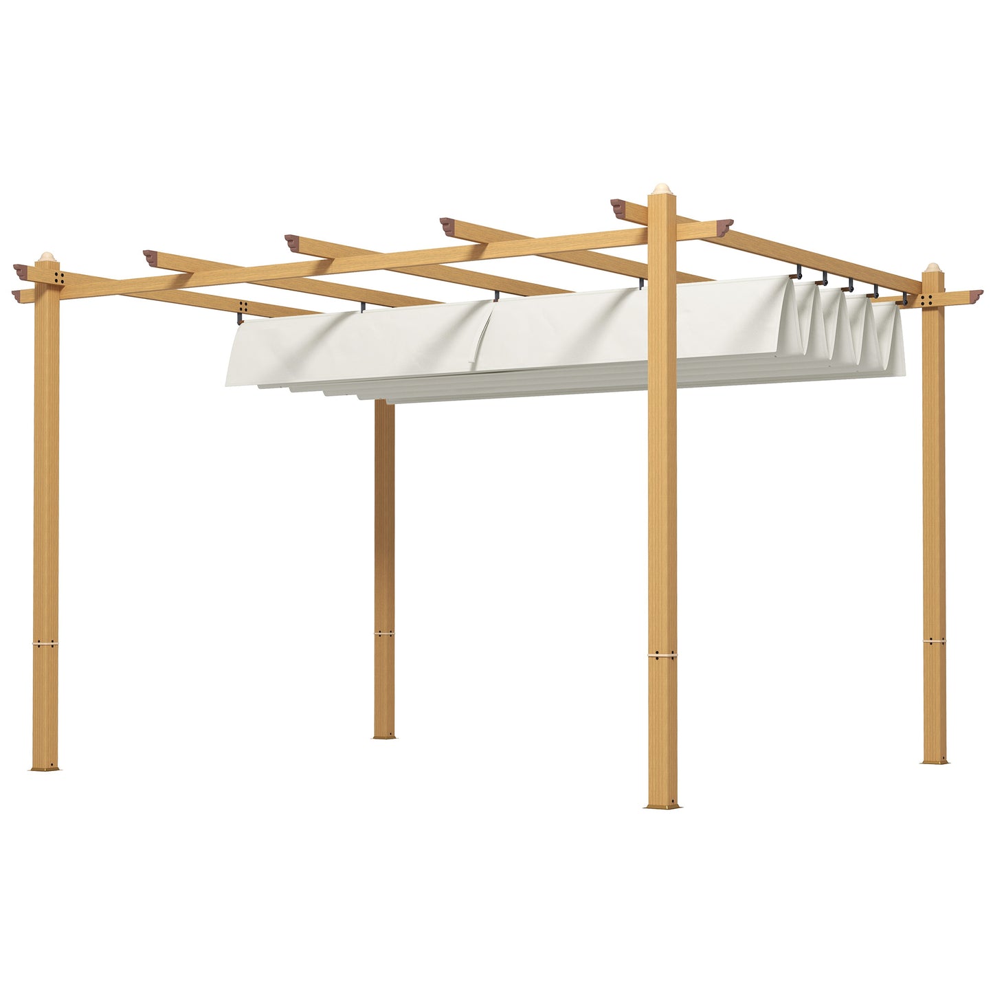 Retractable Aluminum Pergola Canopy for Patio - Cream