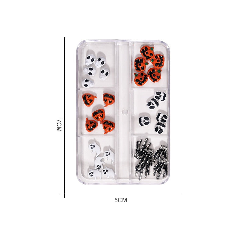 Halloween Alloy Skull Nail Ornament Set - Nail Art Accessories for Spooky Manicure