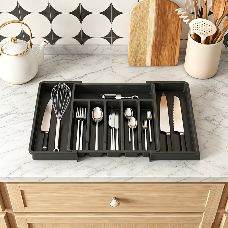 Expandable Utensil Tray - BPA Free Cutlery Organizer