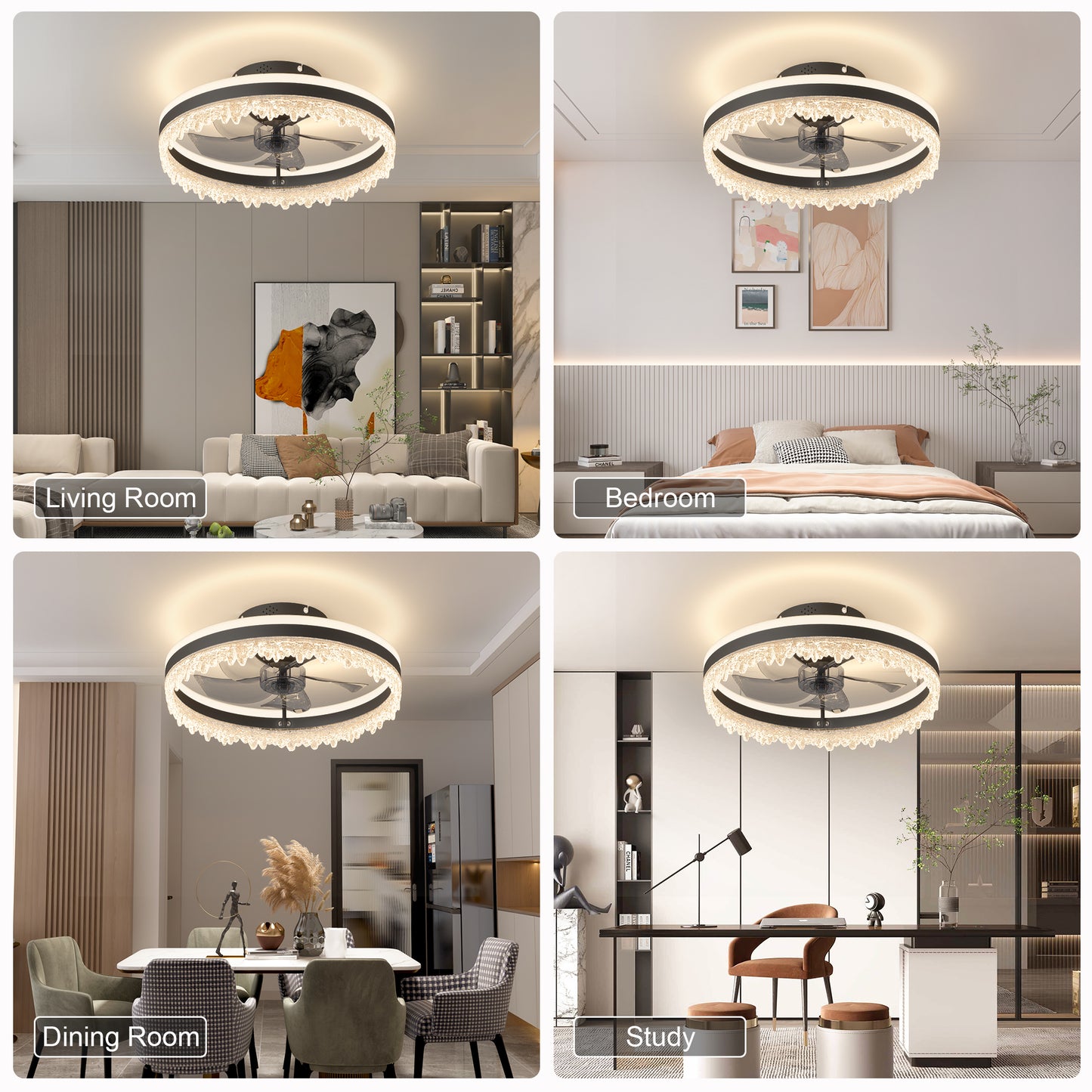 Modern Dimmable LED Ceiling Fan with Light - Remote Control